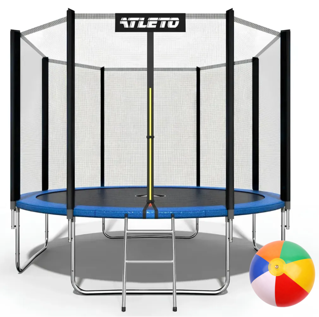 Батут дитячий з сіткою та драбинкою 374 см Atleto
