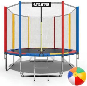 Батут Atleto 374 см з сіткою та драбинкою multikolor