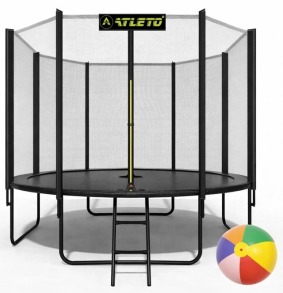 Батут з сіткою та драбинкою 374 см Atleto Black