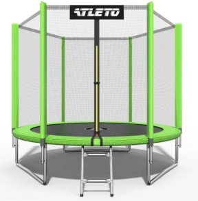 Батут дитячий з сіткою та драбинкою 183 см Atleto зелений. Фото 2