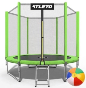 Батут дитячий з сіткою та драбинкою 252 см Atleto зелений