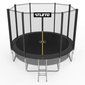 Батут дитячий з сіткою та драбинкою 435 см Atleto чорний. Фото 2