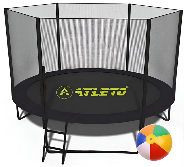 Батут з сіткою та драбинкою 252 см Atleto Black