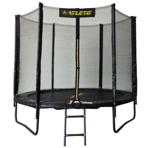 Батут з сіткою та драбинкою 252 см Atleto Black. Фото 4