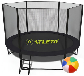 Батут з сіткою та драбинкою 252 см Atleto Black