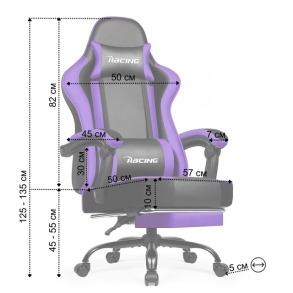 Крісло офісне з підставкою для ніг Bonro B-059 фіолетове. Фото 2