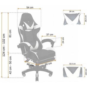Крісло геймерське Bonro B-810 біле з підставкою для ніг. Фото 17