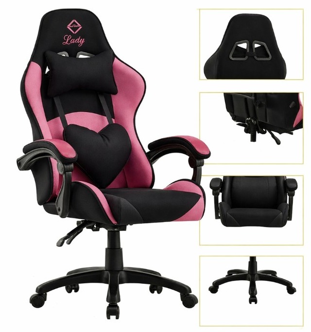 Крісло геймерське Bonro Lady 806 чорно-рожеве