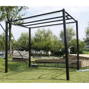 Качеля садова з москитною сіткою Bonro JD3060 коричнева. Фото 5