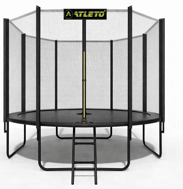 Батут з сіткою та драбинкою 374 см Atleto Black