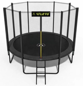 Батут з сіткою та драбинкою 374 см Atleto Black. Фото 2