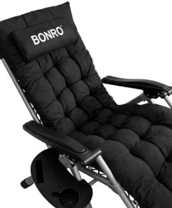 Шезлонг крісло садовий, туристичний Bonro B-04 чорний + подушка. Фото 3