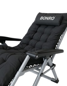 Шезлонг крісло садовий, туристичний Bonro B-04 чорний + подушка. Фото 4