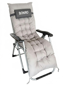 Шезлонг крісло садовий, туристичний Bonro B-03 сірий + подушка