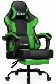 Геймерське крісло з підставкою для ніг Bonro B-203 зелене