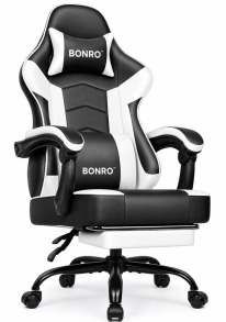 Геймерське крісло з підставкою для ніг Bonro B-203 біле
