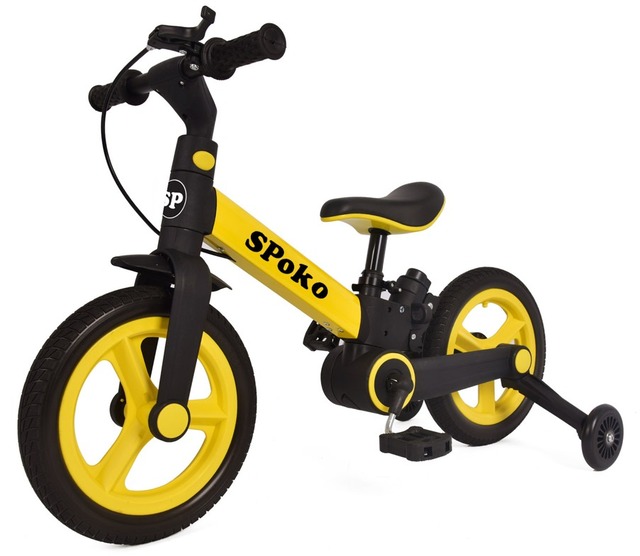 Біговел велосипед трасформер 3в1 Spoko SP-150 чорно-жовтий