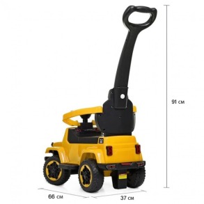 Каталка-толокар Spoko SP-219 2в1 з батьківською ручкою жовтий. Фото 5