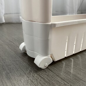 Полиця етажерка для ванної на колесах біла Bonro B03. Фото 4