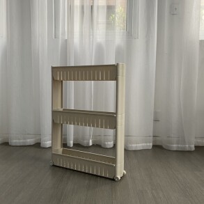 Полиця етажерка для ванної на колесах бежева Bonro B03. Фото 2