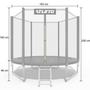 Батут дитячий з сіткою та драбинкою 183 см Atleto чорний. Фото 5
