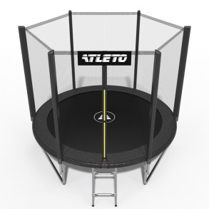 Батут дитячий з сіткою та драбинкою 183 см Atleto чорний. Фото 2