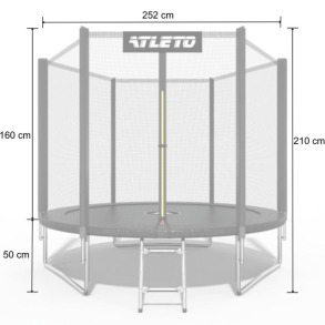 Батут дитячий з сіткою та драбинкою 252 см Atleto чорний. Фото 10