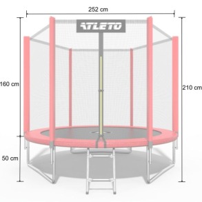 Батут дитячий з сіткою та драбинкою 252 см Atleto червоний. Фото 12