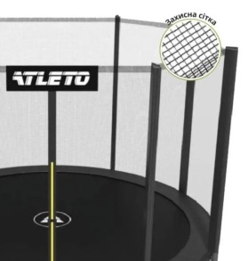 Батут дитячий з сіткою та драбинкою 374 см Atleto чорний. Фото 6