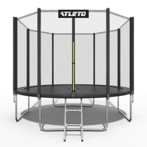 Батут дитячий з сіткою та драбинкою 435 см Atleto чорний
