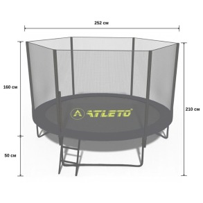 Батут з сіткою та драбинкою 252 см Atleto Black. Фото 14