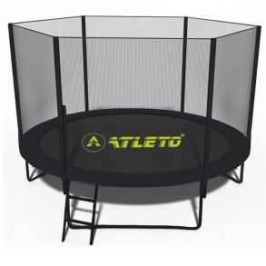 Батут з сіткою та драбинкою 252 см Atleto Black