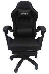 Крісло геймерське Bonro B-945 чорне з підставкою для ніг. Фото 7