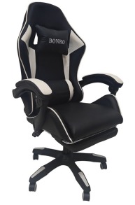 Крісло геймерське Bonro B-945 біле з підставкою для ніг. Фото 5