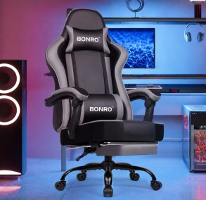 Крісло офісне з підставкою для ніг Bonro B-059 сіре