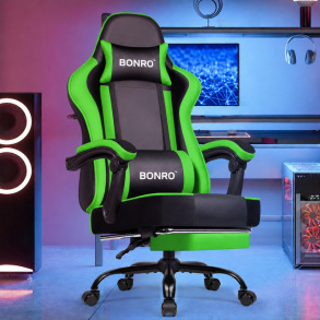 Крісло офісне з підставкою для ніг Bonro B-059 зелене