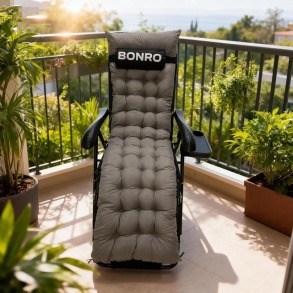 Шезлонг лежак з подушкою та підстаканником Bonro B-06 сірий 120 кг. Фото 14