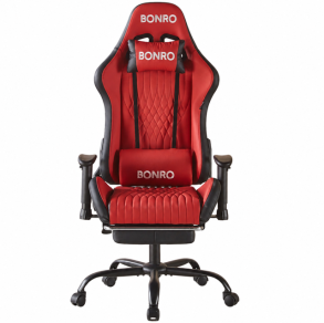 Геймерське крісло з підставкою для ніг Bonro 1002G-1 червоне. Фото 3