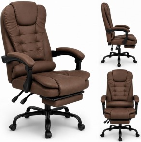 Крісло офісне на колесах Bonro B-6071 коричневий з підставкою для ніг